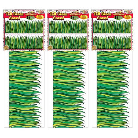 Scholastic Teaching Resources Tall Green Grass Jumbo Border, 8.5in Tall, 12 Feet Per Pack, PK3 TF-3302